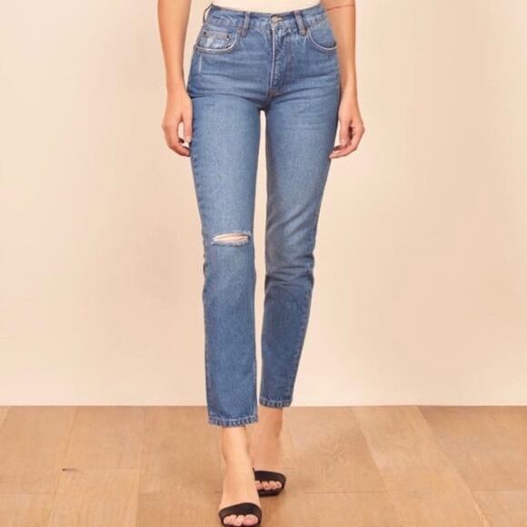 Reformation Denim - Reformation Julia High Rise Cigarette Jean Sonoma Destroyed Size 25